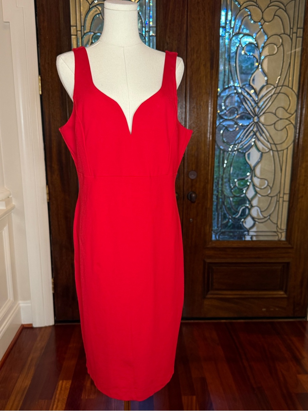 Fashion Nova Red Plunge V Bodycon Midi Dress 1X Plus Size
